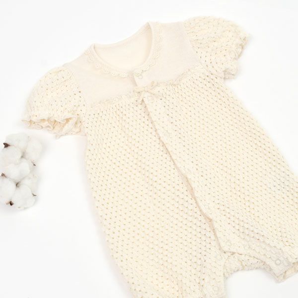 オーガニックコットン ベビーソルブロンメッシュ半袖カバーオール