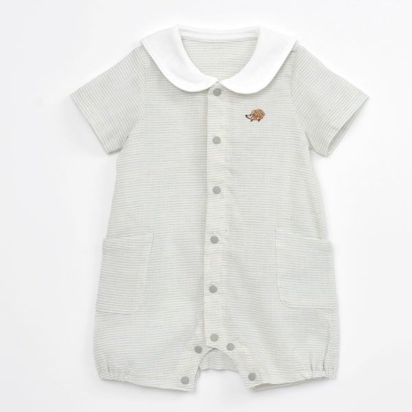 オーガニックコットン ベビーショートカバーオール はりねずみ