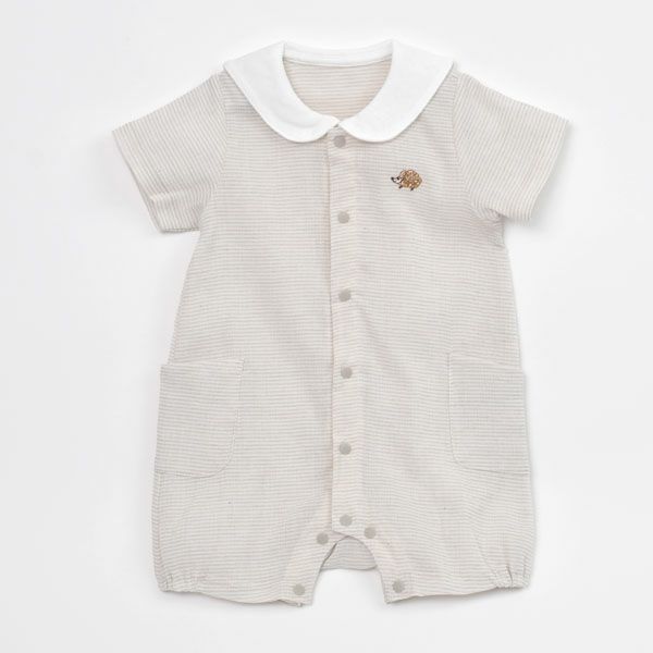 オーガニックコットン ベビーショートカバーオール はりねずみ