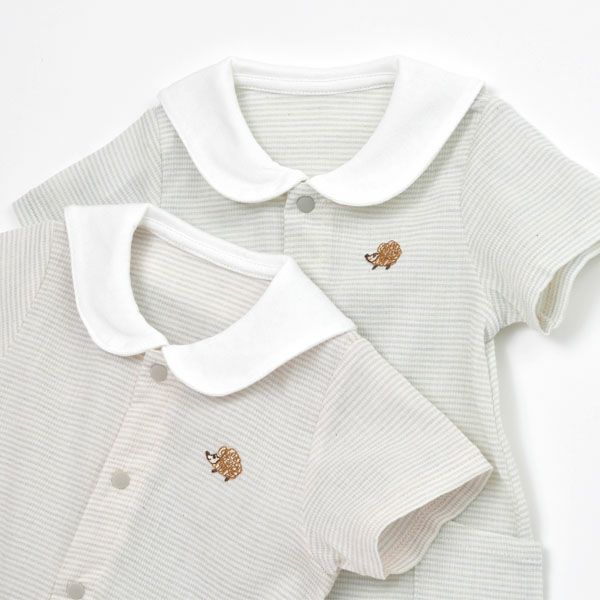 オーガニックコットン ベビーショートカバーオール はりねずみ