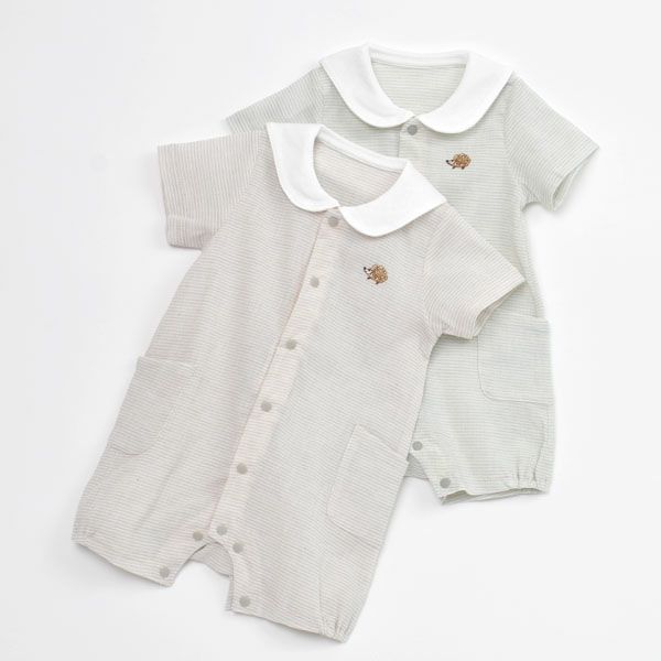オーガニックコットン ベビーショートカバーオール はりねずみ