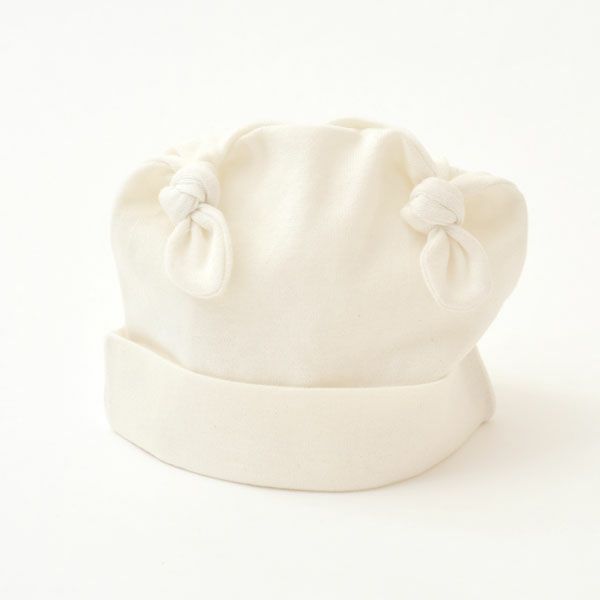 オーガニックコットン ベビー吊天竺2つ結び帽子