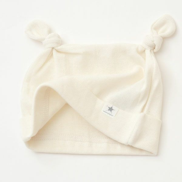オーガニックコットン ベビー吊天竺2つ結び帽子