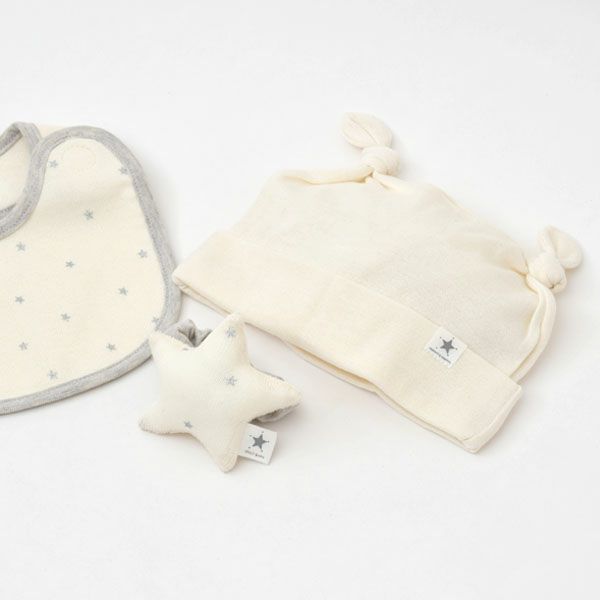 オーガニックコットン ベビー吊天竺2つ結び帽子