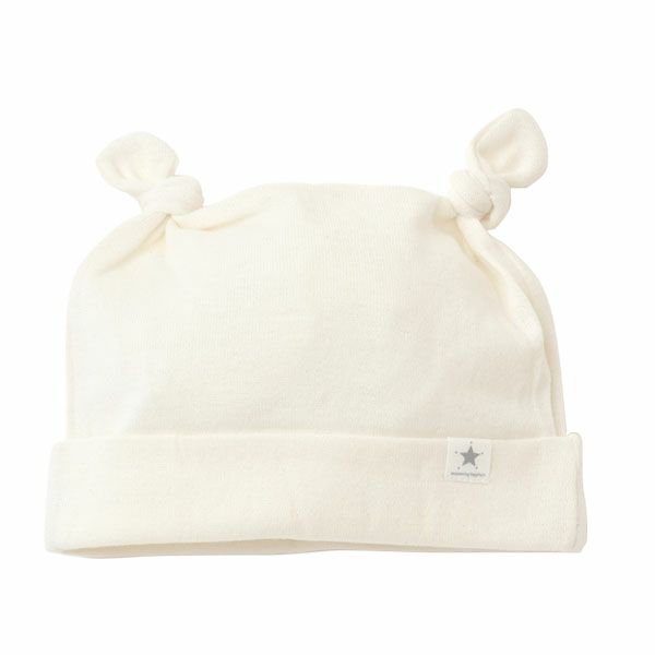 オーガニックコットン ベビー吊天竺2つ結び帽子