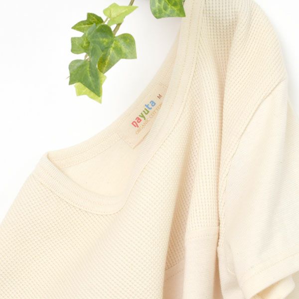 オーガニックコットン キッズワッフル切替半袖Tシャツ