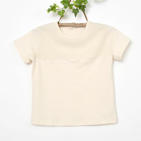 オーガニックコットン キッズワッフル切替半袖Tシャツ