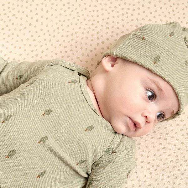 オーガニックコットン ベビー結びガウン＆帽子