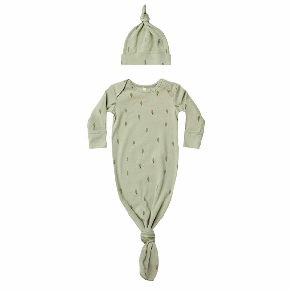 オーガニックコットン ベビー結びガウン＆帽子
