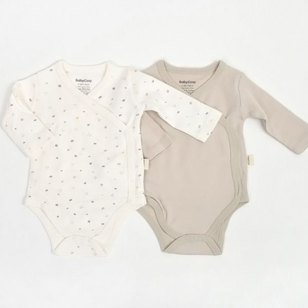 オーガニックコットン ベビー長袖あわせボディGeometric(2枚セット)