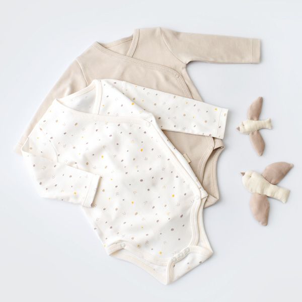 オーガニックコットン ベビー長袖あわせボディGeometric(2枚セット)