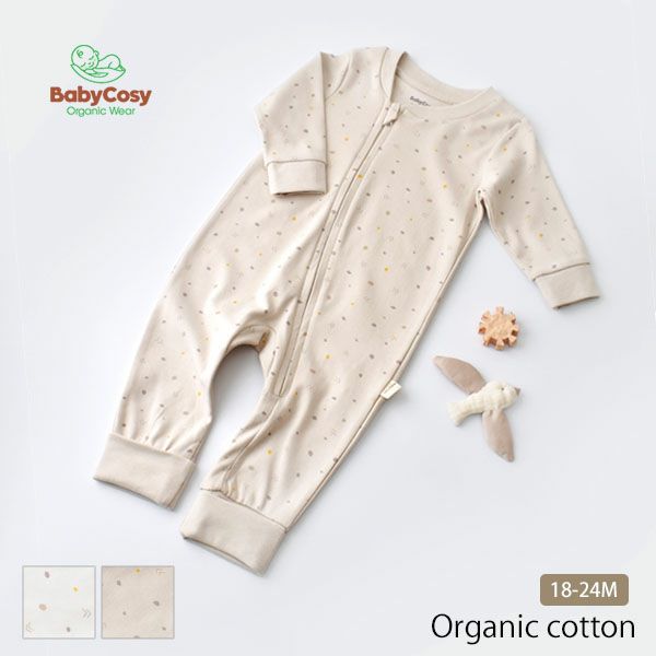 オーガニックコットン ベビージッパーロンパースGeometric