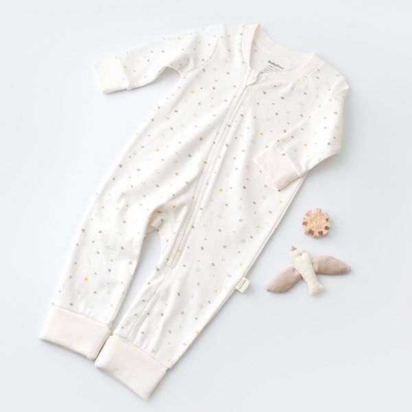 オーガニックコットン ベビージッパーロンパースGeometric