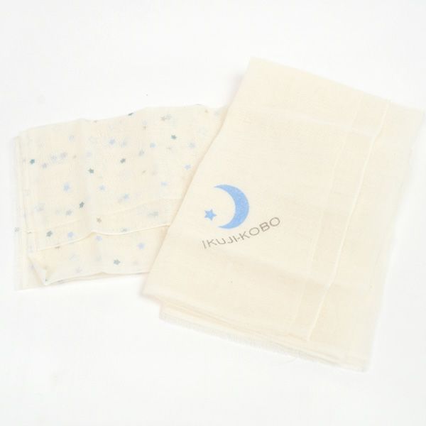 オーガニックコットン ベビー知多木綿ガーゼハンカチ2枚入 金平糖