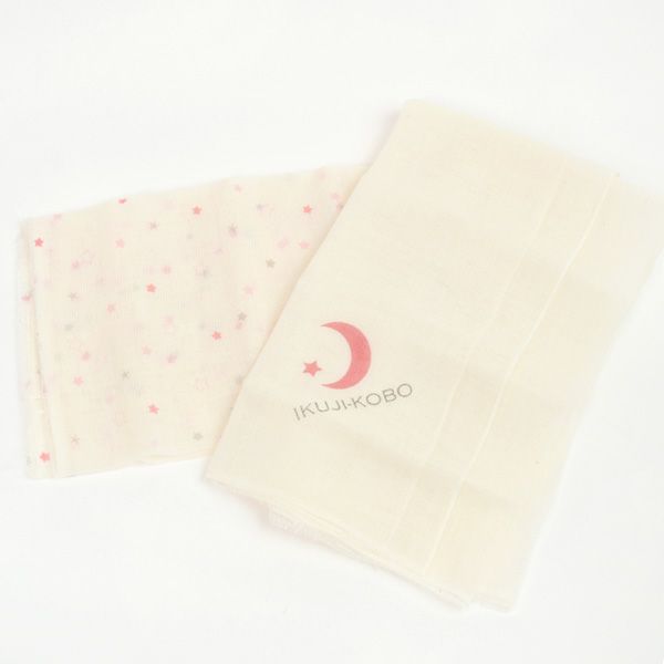 オーガニックコットン ベビー知多木綿ガーゼハンカチ2枚入 金平糖