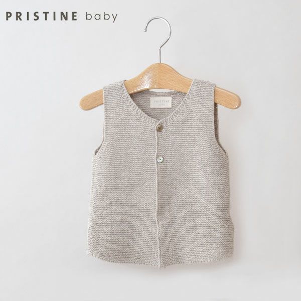 オーガニックコットン＆ヤク ガーターニットベスト グレー 80-90