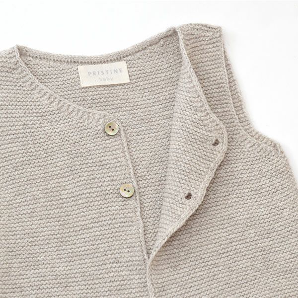 オーガニックコットン＆ヤク ガーターニットベスト グレー 80-90