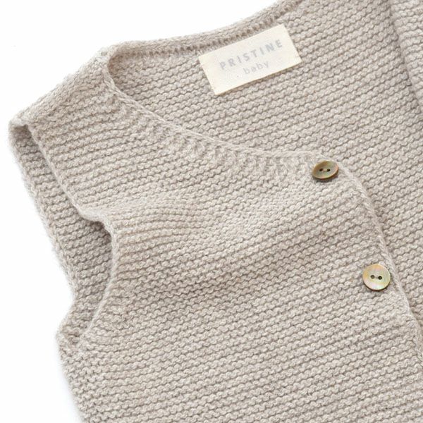 オーガニックコットン＆ヤク ガーターニットベスト グレー 80-90