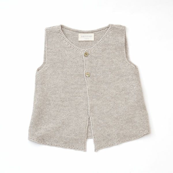 オーガニックコットン＆ヤク ガーターニットベスト グレー 80-90