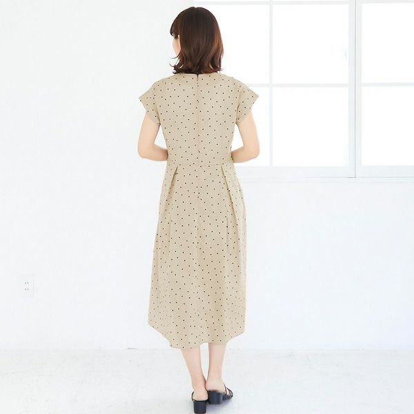 オーガニックコットン ドットすっきりシルエットワンピース