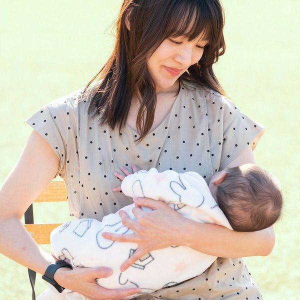 オーガニックコットン ドットすっきりシルエットワンピース