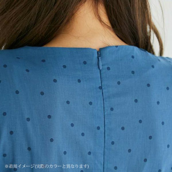 オーガニックコットン ドットすっきりシルエットワンピース