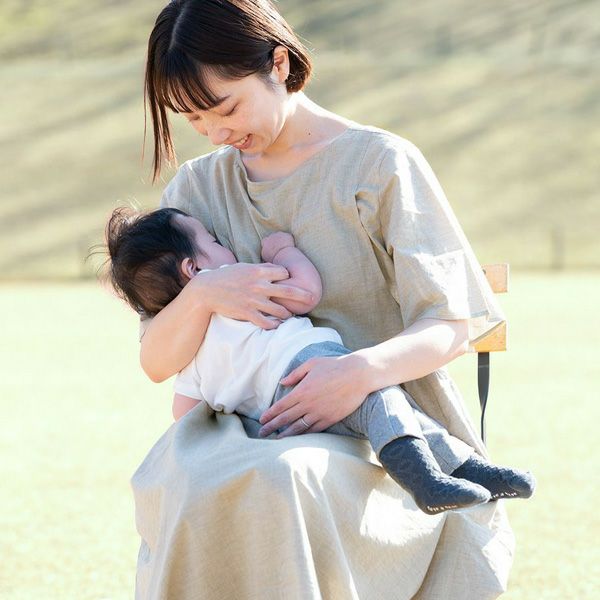 オーガニックコットン ガーゼアーチラインワンピース