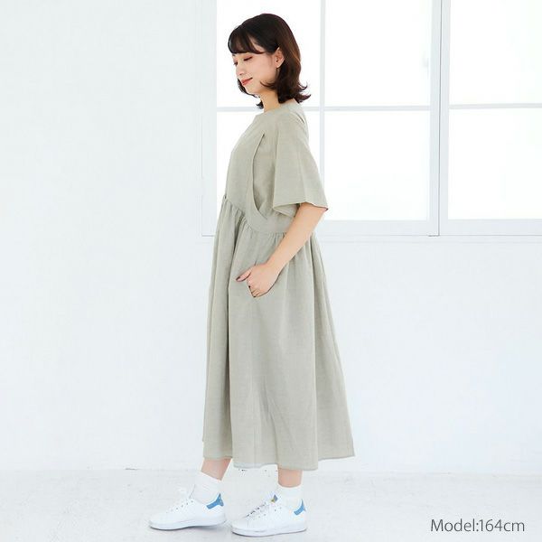 オーガニックコットン ガーゼアーチラインワンピース