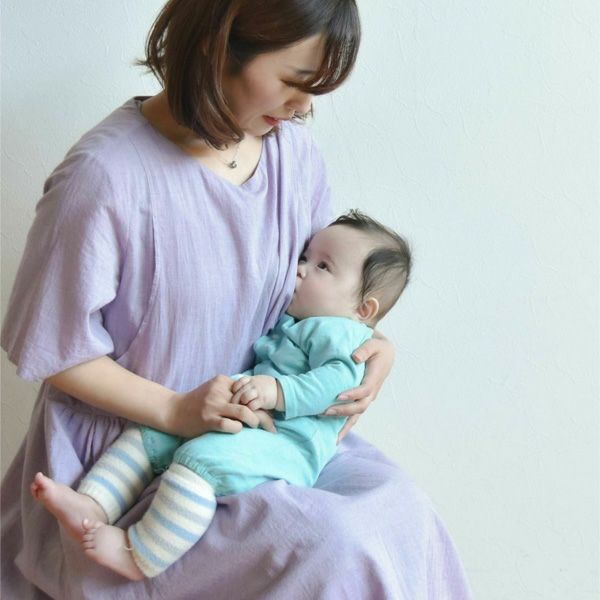 オーガニックコットン ガーゼアーチラインワンピース