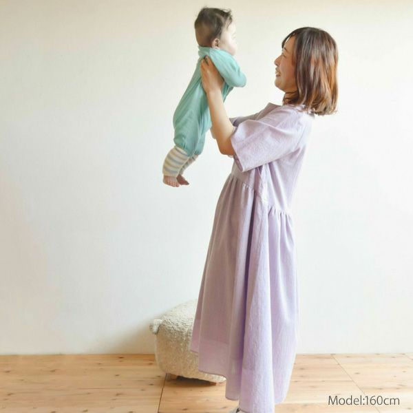 オーガニックコットン ガーゼアーチラインワンピース