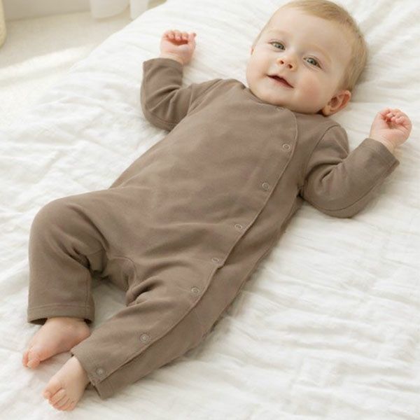 オーガニックコットン ベビーラウンドネックカバーオール(長袖)