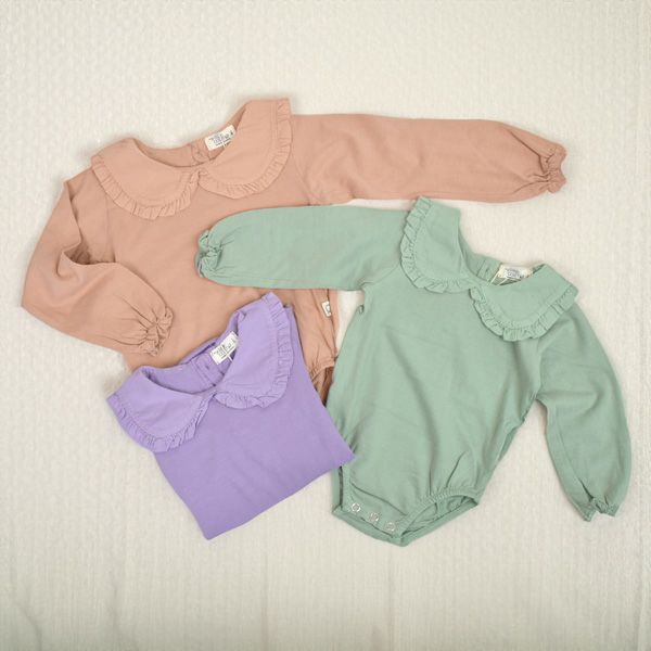 オーガニックコットン ベビーベーシックフリルカラーボディスーツ(長袖)