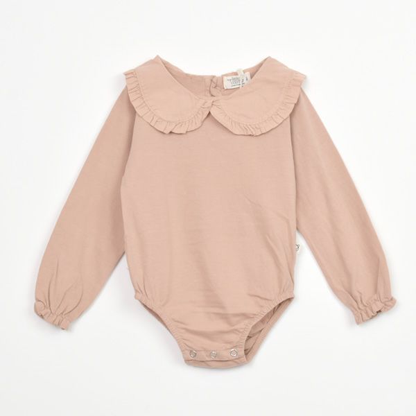 オーガニックコットン ベビーベーシックフリルカラーボディスーツ(長袖)