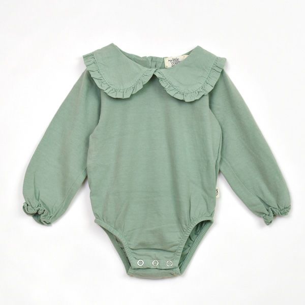 オーガニックコットン ベビーベーシックフリルカラーボディスーツ(長袖)