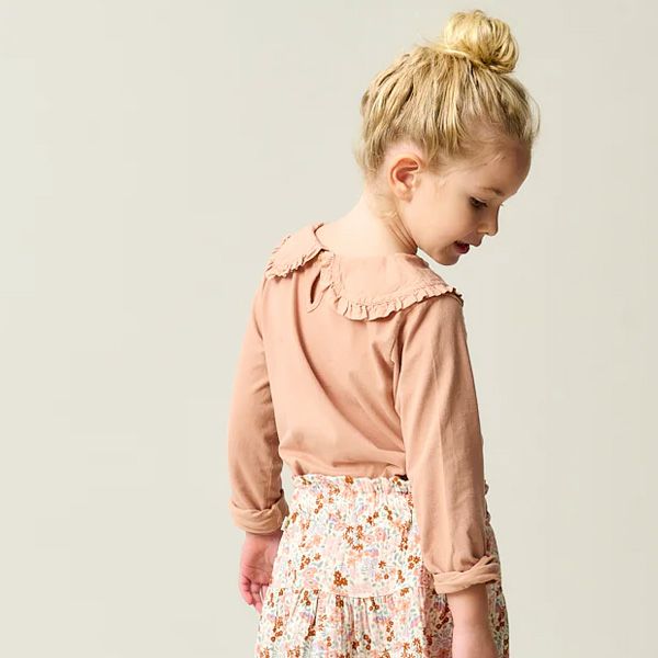 オーガニックコットン キッズベーシックフリルカラーTシャツ(長袖)