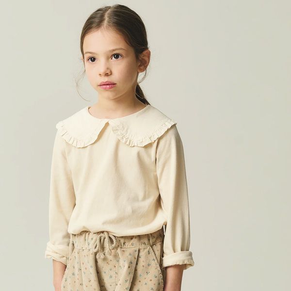 オーガニックコットン キッズベーシックフリルカラーTシャツ(長袖)