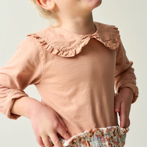 オーガニックコットン キッズベーシックフリルカラーTシャツ(長袖)