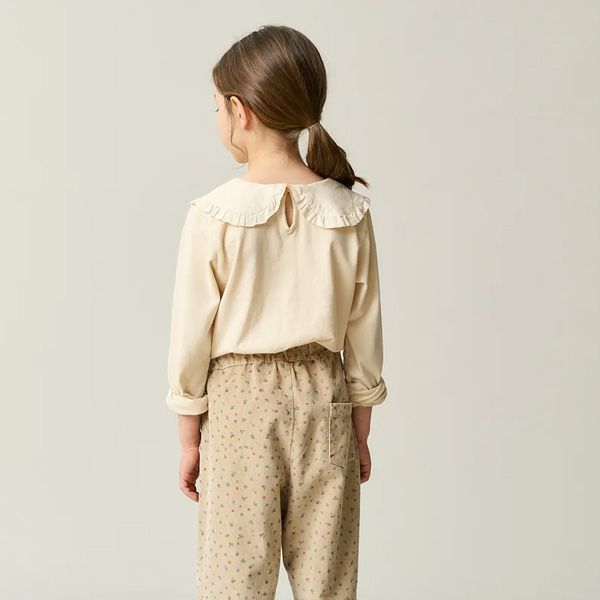 オーガニックコットン キッズベーシックフリルカラーTシャツ(長袖)