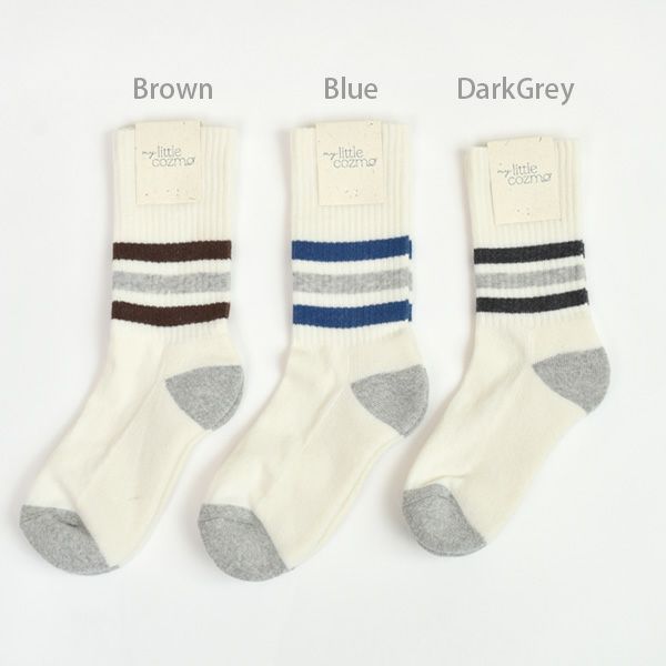 オーガニックコットン キッズストライプメランジソックス