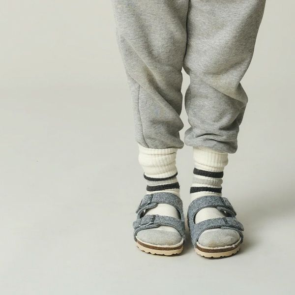 オーガニックコットン キッズストライプメランジソックス