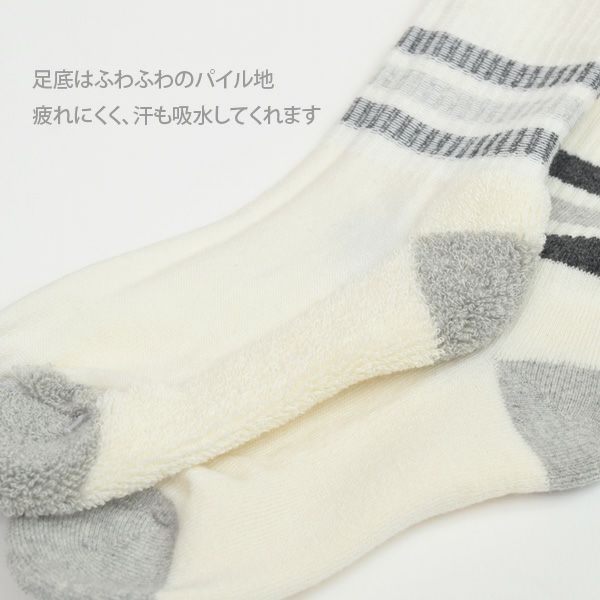オーガニックコットン キッズストライプメランジソックス