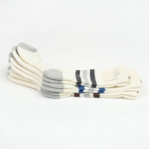 オーガニックコットン キッズストライプメランジソックス