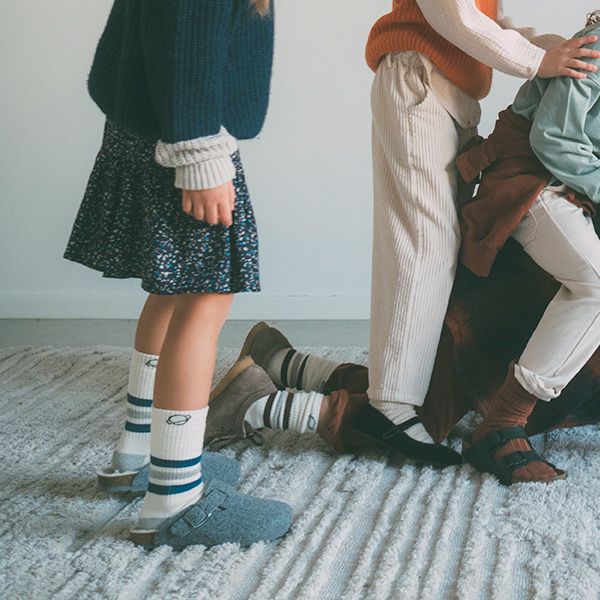 オーガニックコットン キッズストライプメランジソックス