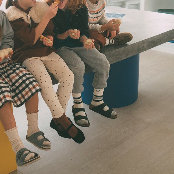 オーガニックコットン キッズストライプメランジソックス