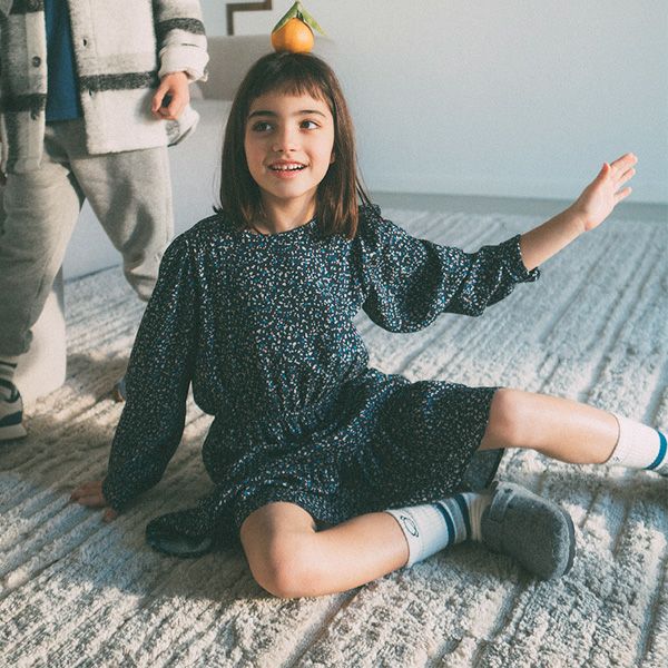 オーガニックコットン キッズストライプメランジソックス