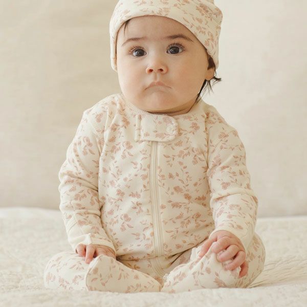 オーガニックコットン ベビー 足つきジッパーカバーオール(長袖)