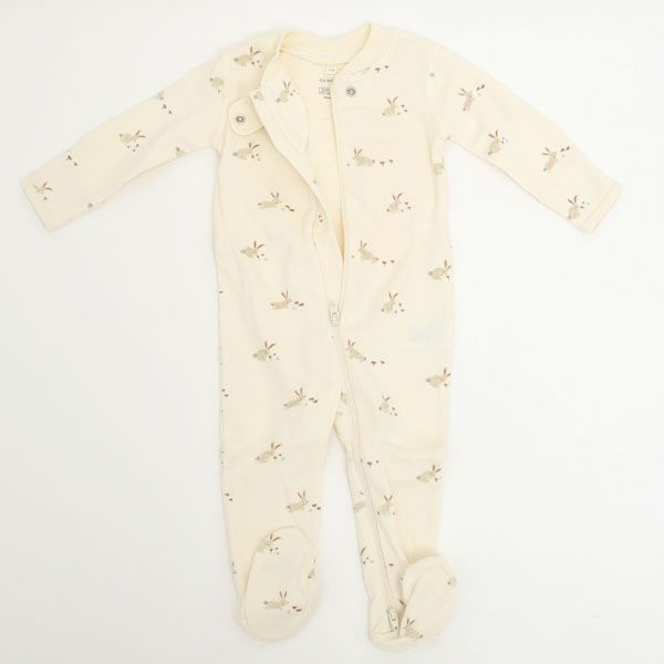 オーガニックコットン ベビー 足つきジッパーカバーオール(長袖)