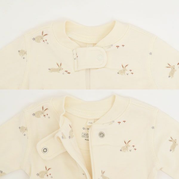 オーガニックコットン ベビー 足つきジッパーカバーオール(長袖)