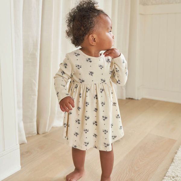 オーガニックコットン ベビーリブロングスリーブドレス＆ブルマ