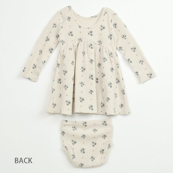 オーガニックコットン ベビーリブロングスリーブドレス＆ブルマ